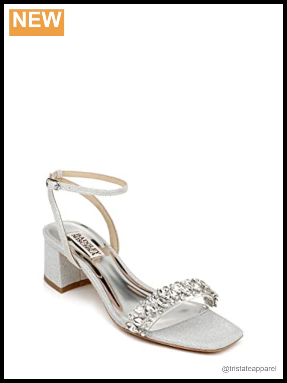 Metallic Textile Block Heel Ankle Strap Formal Heeled Sandals